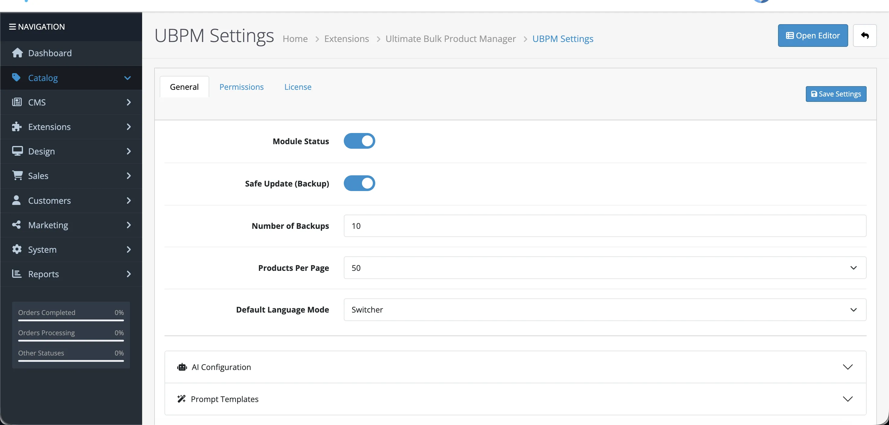 Module settings